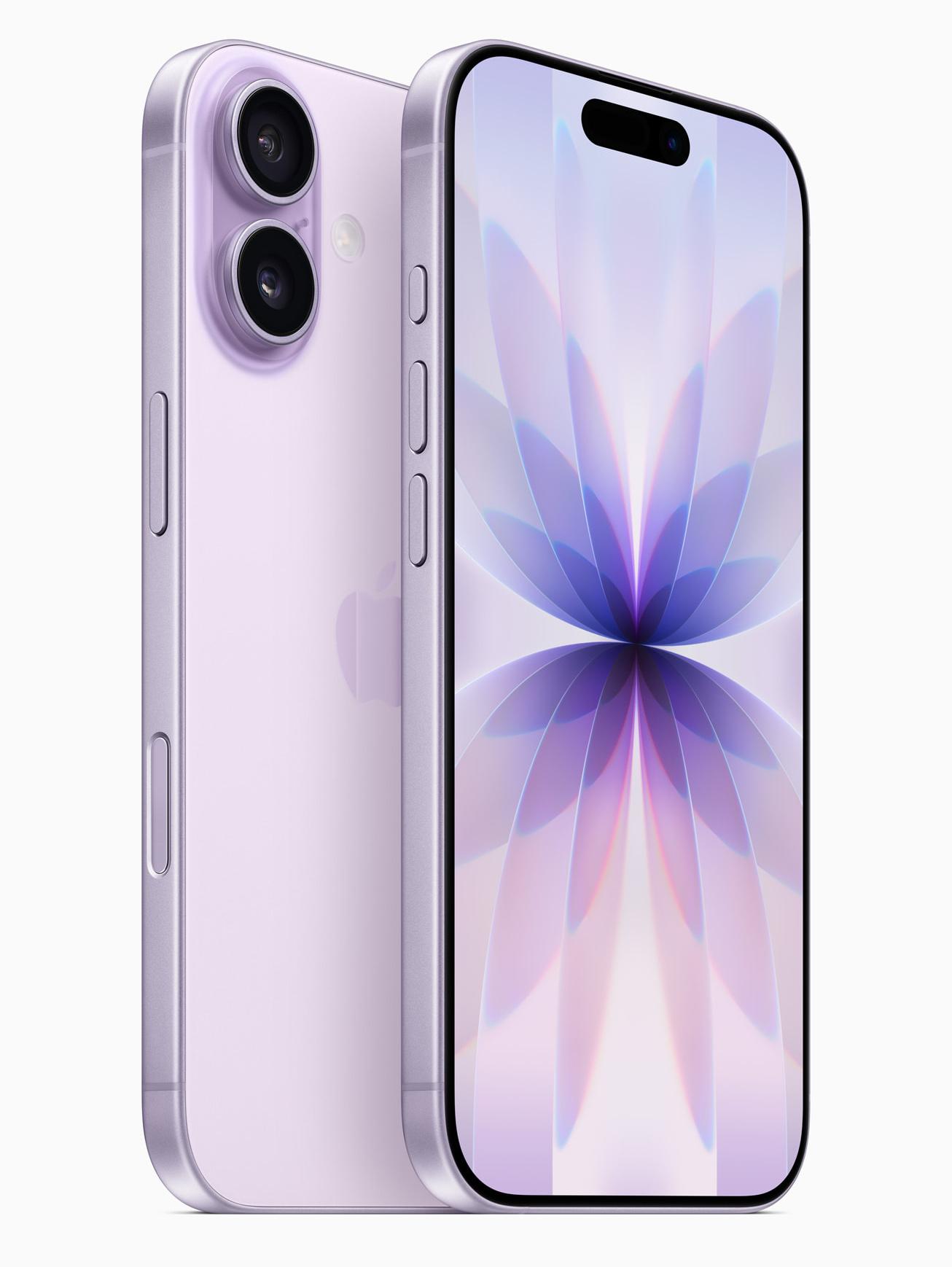 Apple iPhone 17 in Lavendel, Vorder- und Rückansicht