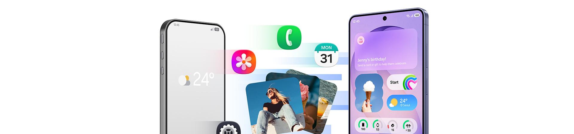 Samsung-Galaxy-Smartphone mit One-UI-Oberfläche und App-Symbolen