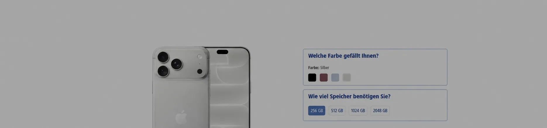 iPhone 18 Pro Max in Silber auf der 1&1 Produktseite