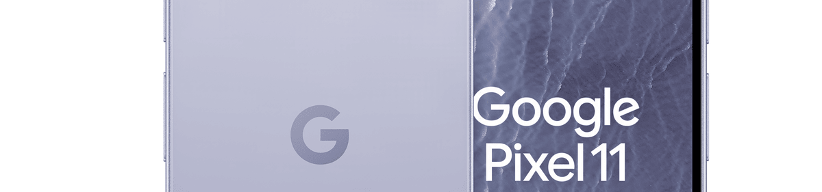 Google Pixel 11 in Silber, Vorder- und Rückseite mit Kameramodul