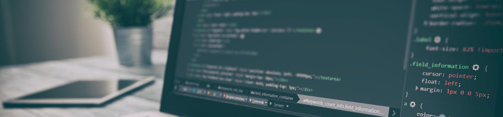 Laptop mit geöffneter Entwicklungsumgebung