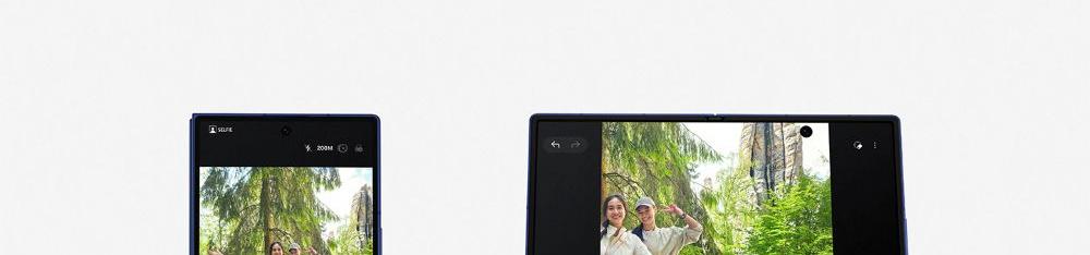 Samsung Galaxy Z Fold7 im geschlossenen und aufgeklappten Zustand mit Kamera- und Bildbearbeitungsansicht