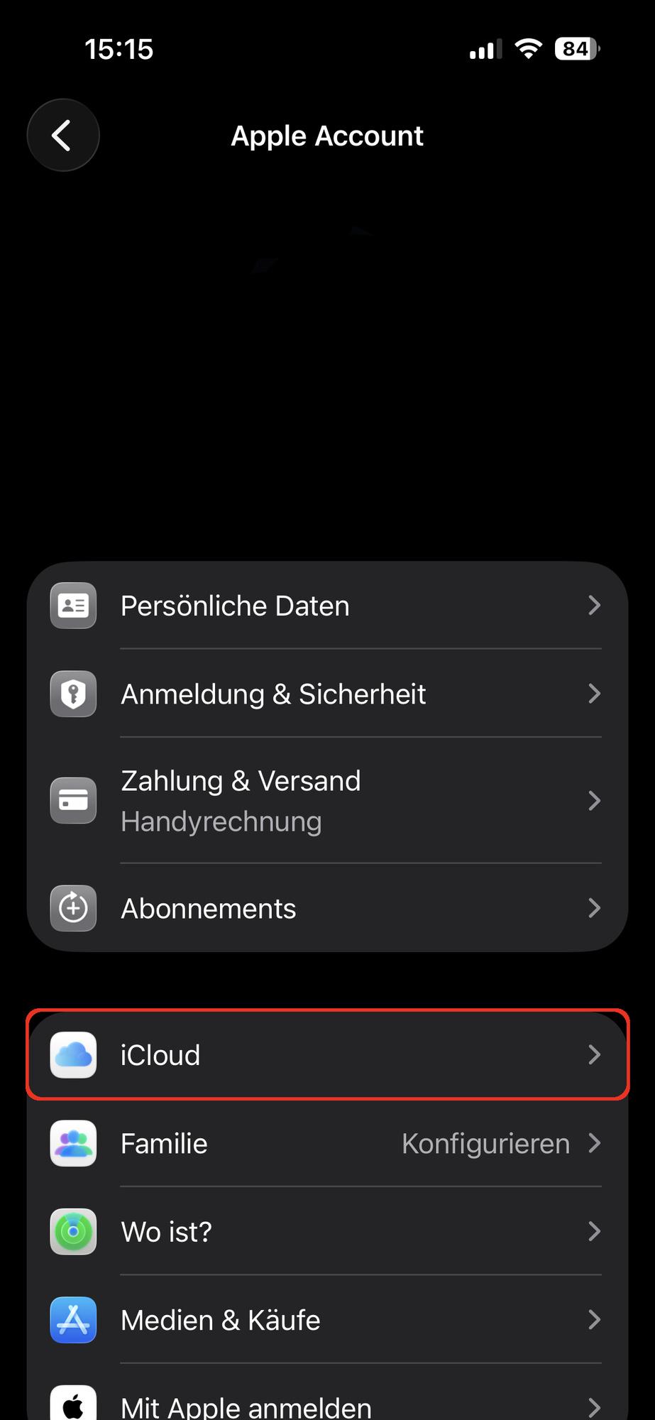 iPhone iCloud auswählen