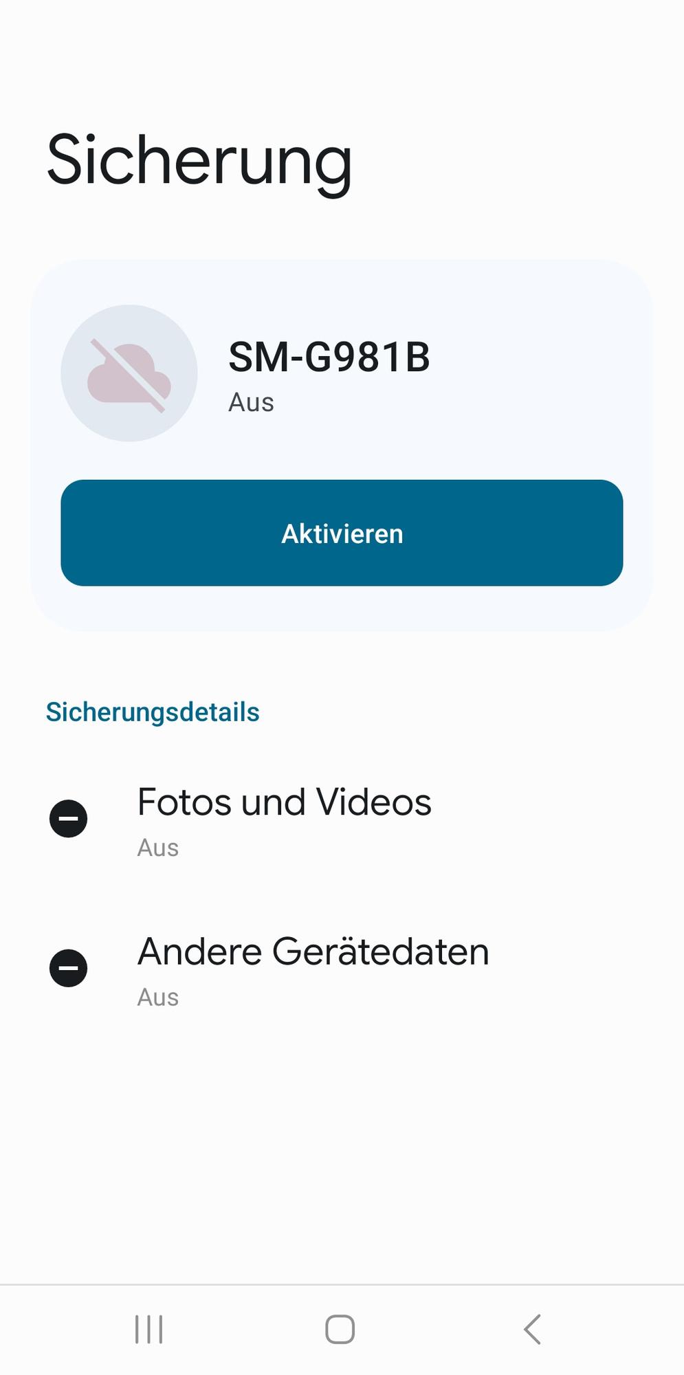 Android Sicherung aktivieren