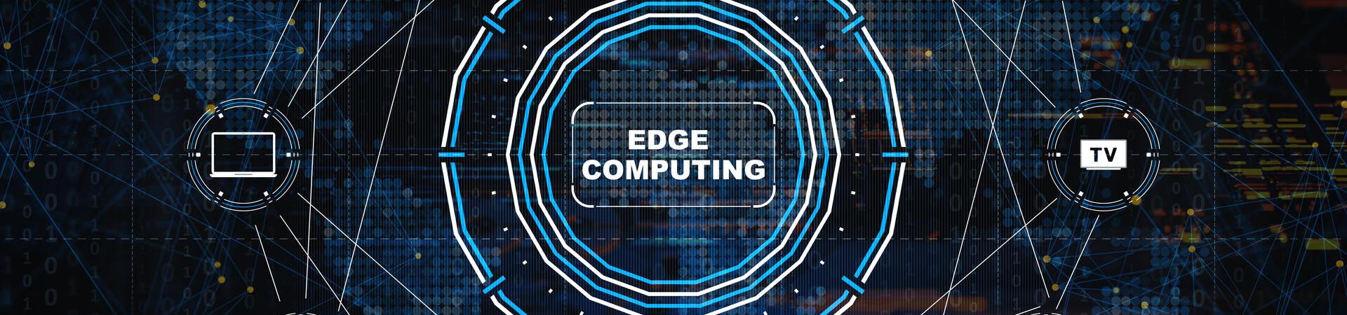 Abstrakte Edge-Computing-Grafik mit vernetzten Symbolen