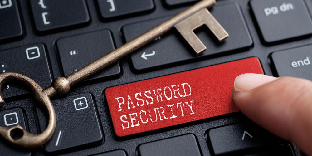 Computertastatur, deren Enter-Taste die Aufschrift „PASSWORD SECURITY“ hat