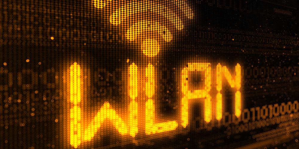 Leuchtendes WLAN-Symbol mit digitalem Code