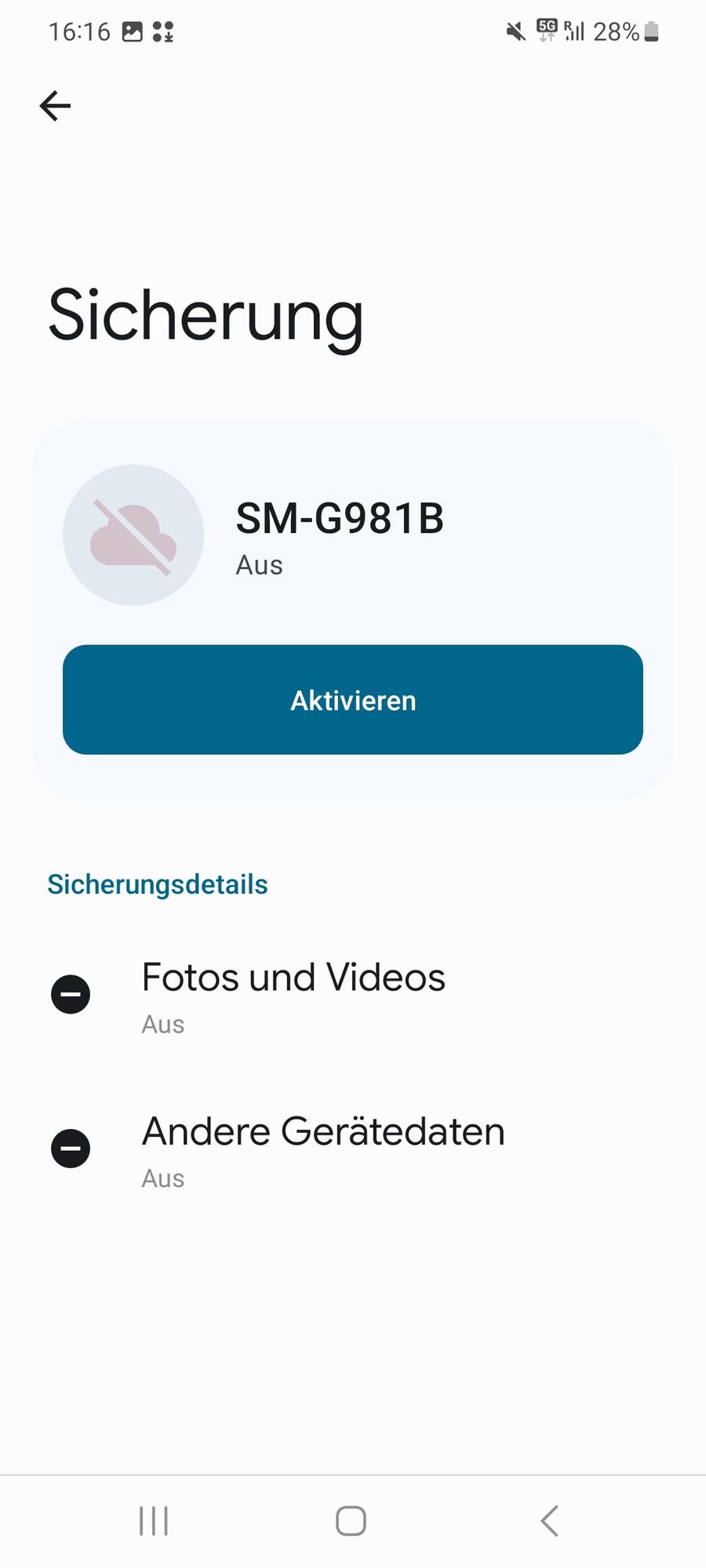 Android Sicherung aktivieren