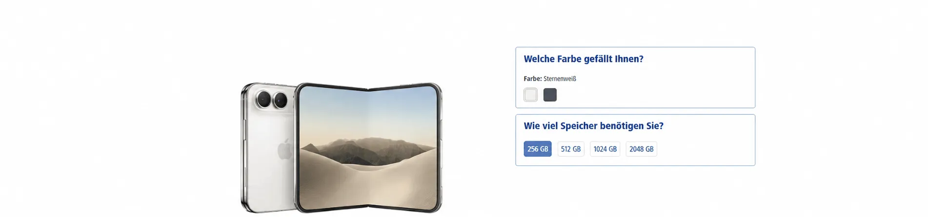 iPhone 18 Pro Max in Silber mit Farbauswahl und Speicheroptionen