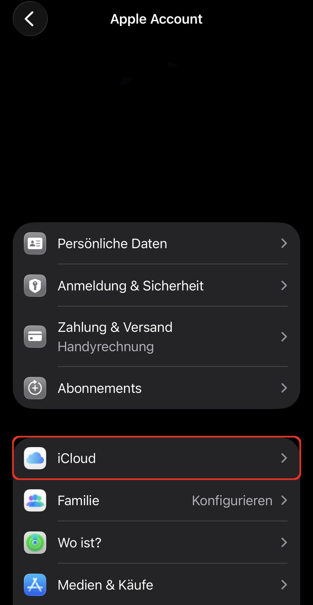 iPhone iCloud auswählen