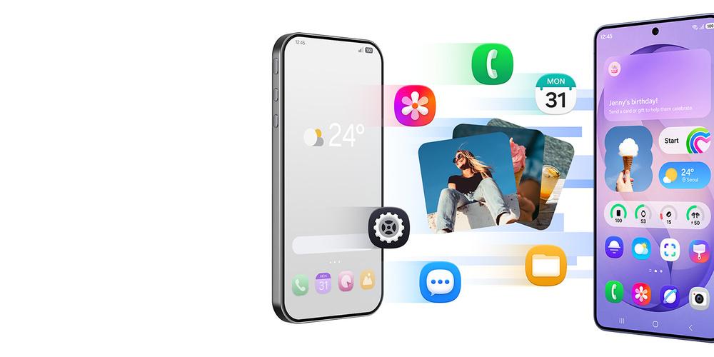 Samsung-Galaxy-Smartphone mit One-UI-Oberfläche und App-Symbolen