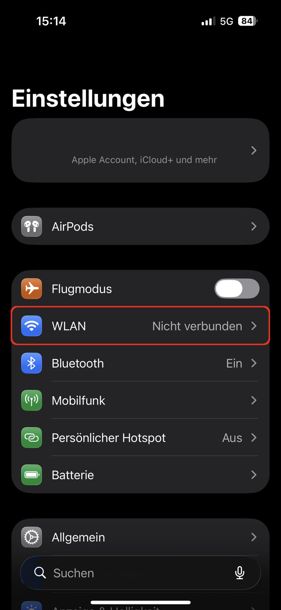 iPhone WLAN öffnen