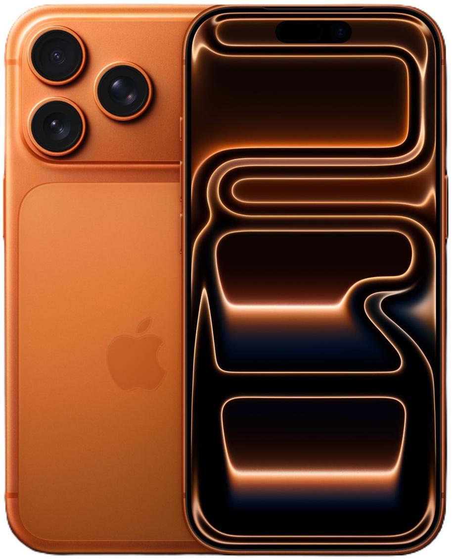 Apple iPhone 17 Pro in Cosmic Orange, Vorder- und Rückansicht