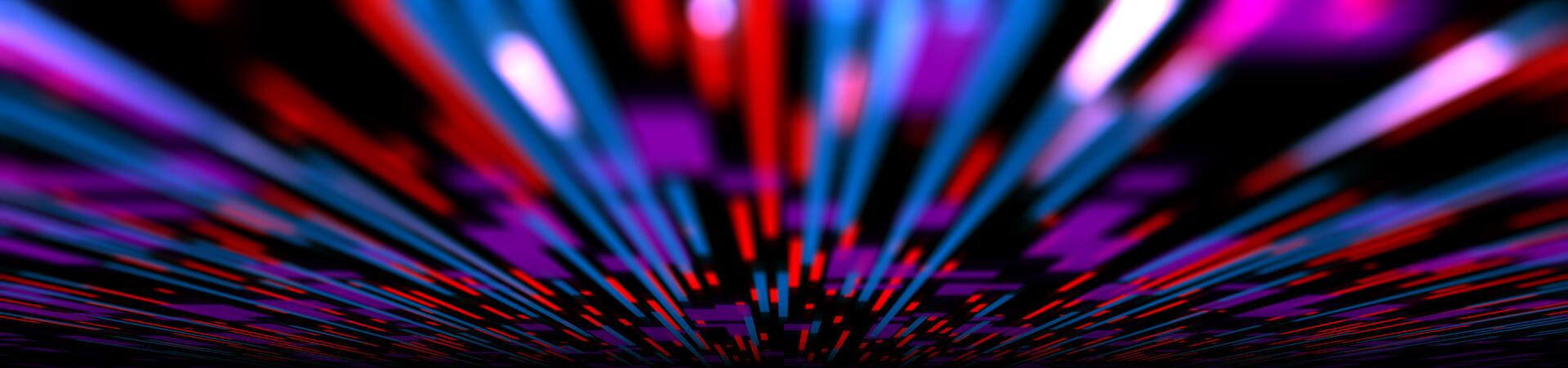 Abstrakte Lichtlinien auf schwarzem Hintergrund zeigen starke Kontraste und Farben