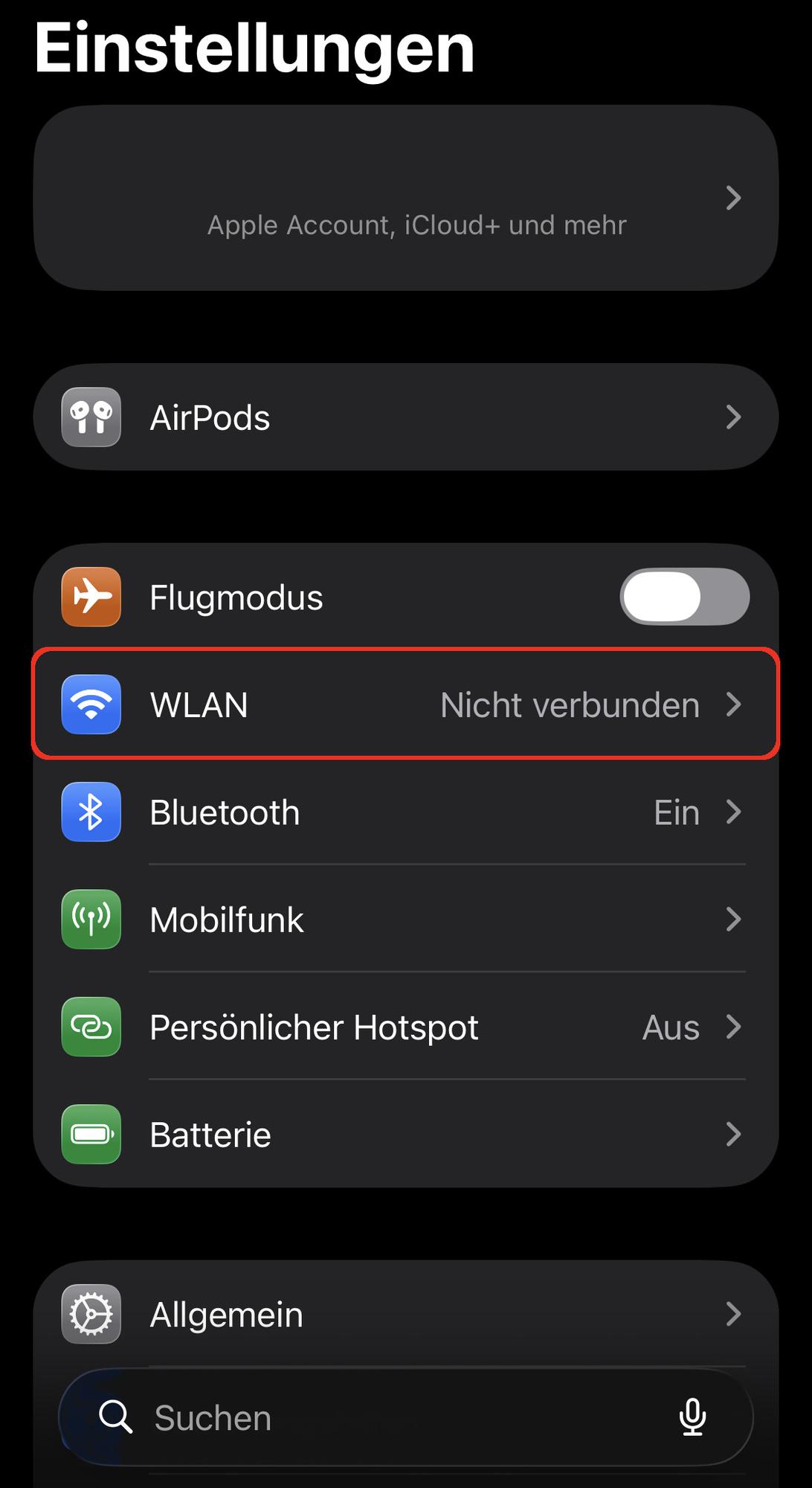 iPhone WLAN öffnen