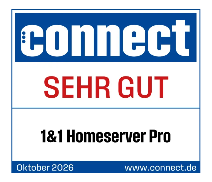 Der 1&1 HomeServer Pro überzeugt im aktuellen connect Router-Volltest mit der Bewertung „sehr gut“. 