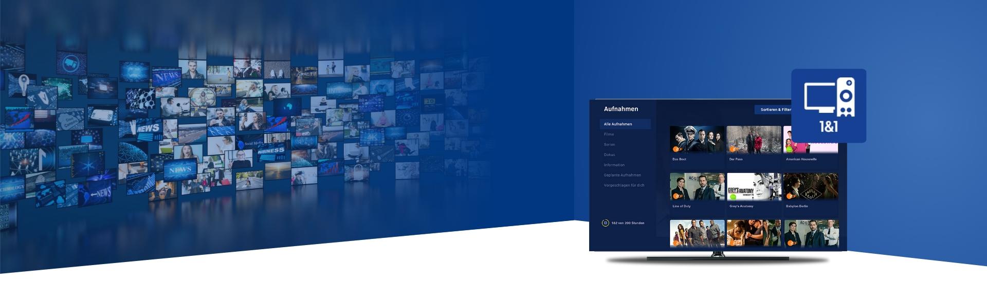 fernseher zeigt mediathek von eins und eins tv app