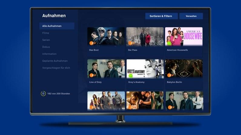 fernseher zeigt mediathek von eins und eins tv app