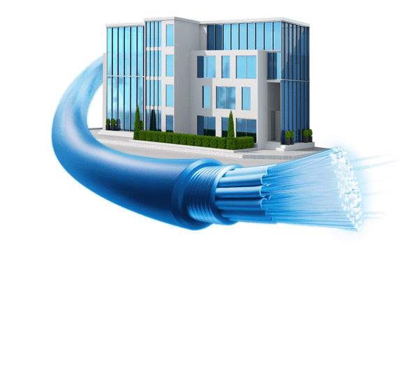 glasfaserkabel vor einem buerogebaeude